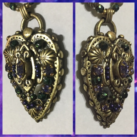 Vintage Michal Golan Crystal Heart Necklace - Picture 6 of 9